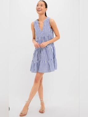 Pomander Place Poplin Kenzo Dress Blue White Resort Summer Medium